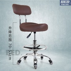 美容院專用凳子旋轉/升降高腳椅升降椅理發椅美甲椅廚房收銀前臺加高款靠背升降轉椅滑輪理發師凳子, 【靜音輪】新棕色+靠背+腳踏50-70c, 1個