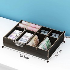 돈통 현금보관함 상자 카운터 지폐보관 분리형 캐시박스 서랍, 1개, O. 대형 8그리드 검은 참나무