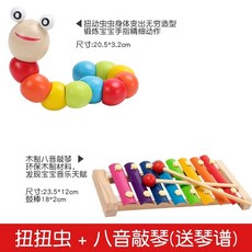 木製動物水果繞珠玩具 - 寶寶嬰兒小肌肉訓練 手眼協調 顏色認知 益智早教遊戲 感統啟蒙教具 幼兒智力開發, 1個, 智慧早教兩件套