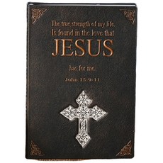 十字架創意浮雕筆記本 基督教禮品 手帳 靈修筆記, 款式二(黑本+銀色十字架)