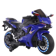 TECHONE MOTO19 兒童電動機車2 2輔助輪充電玩具童車 男女寶寶小孩可坐人電動車充電大號玩具童車, 寶藍色, 1個