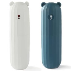 로앤제이 휴대용 여행용 곰돌이 칫솔통 양치컵 칫솔 치약 케이스 1+1, 1개, 크림+네이비