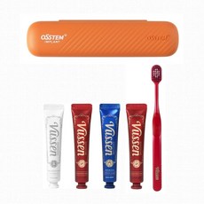 오스템 여행 휴대용 양치키트 + 추가 미니치약 3개 [회사로고 및 홍보문구 인쇄 가능], 40g, 1개, 충치치약C&블루칫솔(+미니치약 3종)