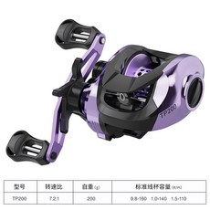 皓頓 路亞 水滴輪 7.2:1 漁輪 帶卸力報警 打黑遠投 漁線輪 TP, 電鍍紫色右手（泛用線杯）