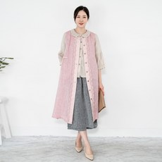모슬린 엄마옷 린넨리본생활한복 롱조끼 614FGH428 마담/중년여성/빅사이즈/50대/60대