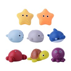 JoyBaby 感應發光撈魚戲水玩具, 8隻海洋動物(無撈網)-F, 1個