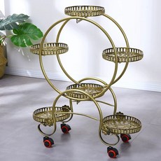 이동식화분대 다층 화분 받침 받침대 꽃 스탠딩 다이, M. 파란색6개의 파란색 브레이크 풀리 높이