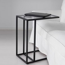 이케아 빗셰 노트북스탠드 사이드테이블 태블릿거치대 침대협탁 보조테이블, 블랙브라운 802.502.50