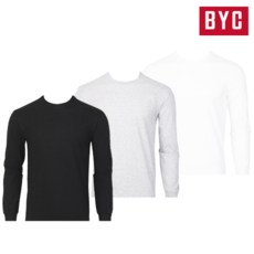 BYC 긴팔면티 면100% 면티셔츠 긴팔 면티 비와이씨 긴팔티 티셔츠 라운드티 무지티 기본티