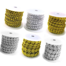 만들기재료 체인비드 롤체인비드 -국화 금색 은색 3사이즈, 국화 소 6mm 금색