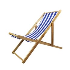 캠핑 릴렉스 원목 카페 의자 썬베드 펜션 비치, 파란색과 흰색 스트립