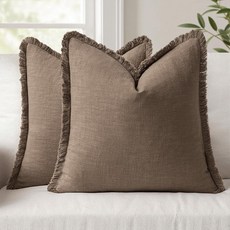 ANRODUO 장식용 쿠션 커버 1개 세트 35.6 x 91.4cm(14 36인치) 부드러운 리넨 프린지 롱 팜하우스 보헤미안 빈티지 태슬 요추 베개 침대 소파 거실 올리브 그, 코코아 브라운