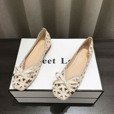 Makone 여성 플랫 프렌치 부드러운 플랫 단화 프렌치 펀칭 통기성 좋은 신발 단화