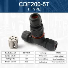 I/T 모양 방수 커넥터 2/3/5 핀 와이어 빠른 나사 연결 푸시 인 전기 정션 박스 DIY GO IP68, 01 1 Set, 03 5P T Type