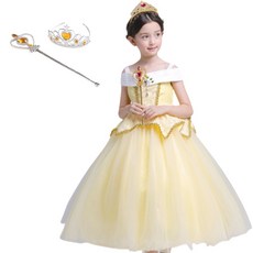 Uni Angel 高級黃色公主裙+皇冠+魔杖套裝
