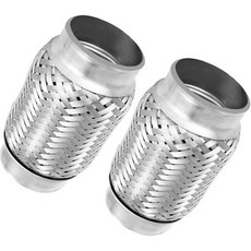 배기 플렉스 파이프 3인치 이중 사슬 스테인리스 강 유연한 내구성 강한 유연 튜브 전체 길이 5.9인치150mm 2개, 3''