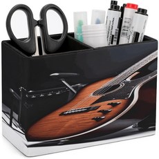 책상 직사각형 PU 가죽 정리함용 악기 기타 펜 홀더 이중 수납 스타일리시한 연필 컵 데스크탑 용품 및 액세서리 정리함 캐디