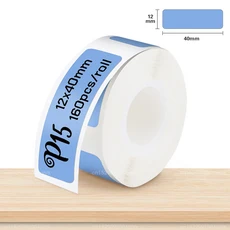 P15 라벨 용지 롤 Marklife P12 Q30 프린터 용 흰색 접착 스티커 15x30mm 투명 테이프, 09 12-40mm Blue