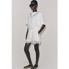 ZARA 자라 레더 스트랩 플랫 샌들 - 크림 화이트 1603/810/002 {QHJ}