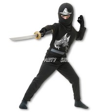 【台灣發貨】兒童黑龍忍者裝 萬聖節服飾, 1個, S