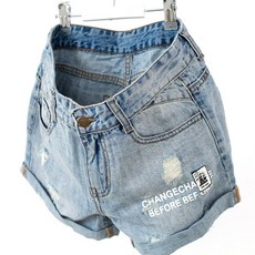 탑스웨이크 빈티지 구제 데님 청반바지 타워 프린팅 8304