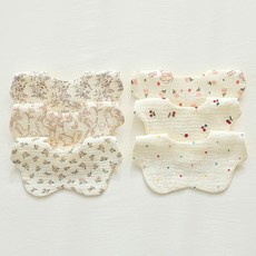 (6개/1set) 엘린베베 고급 여아 면 거즈 턱받이 유아 신생아 아기 침받이