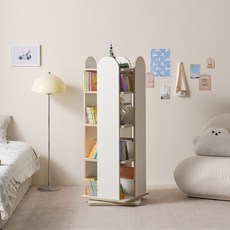 이홈데코 뉴뉴 라운드 4단 회전 책장, 크림화이트