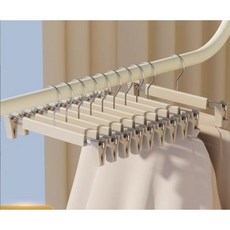 MO寶 無痕褲夾 不鏽鋼褲夾 防滑褲架 裙夾 防滑衣架, 米杏色 5支一組, 1個