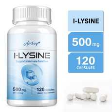 L-리신 캡슐 500mg - 입술 헤르페스 완화 면역 강화 심장 건강 지원, 2개, 120정