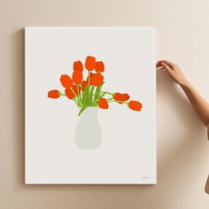 꽃 달항아리 추상 플라워 일러스트 인테리어 그림액자 2, 15.수줍은 튤립