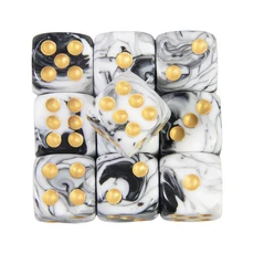 6면 주사위 세트 컬러 라운드 코너 큐브 PRG 파티 놀이 보드 교육 수학 16mm 10 개, 07 black white