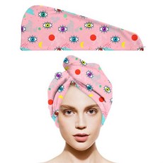 超強吸水速乾髮帽 浴帽 乾髮巾 包頭巾, 眼睛太陽月亮,63*23厘米, 1個