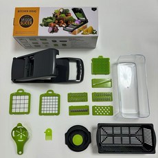 超低價！切菜器家用削土豆絲切絲切丁器廚房擦絲蘿蔔刨絲器切片機, 灰綠色, 1個