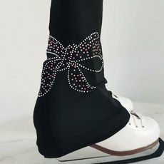 피겨 연습복 큐빅 무대 트레이닝복 원피스 상하세트 팬츠, 1개, 리본 JB124