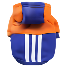 寵星球 寵物保暖撞色衛衣 寵物衣服 寵物帽T 狗狗衣服 貓咪衣服, 深藍+橘, 1個