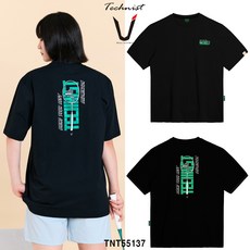 테크니스트 티셔츠 배드민턴 반팔 상의 코튼라이크 오버핏 블랙 TNT55137 남녀공용