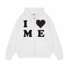 해피유통 여성 캐주얼 후드 지퍼 티셔츠 편안한 봄 가을 겨울 데일리 I LOVE ME 프린팅 긴팔