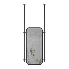 행잉 거울 카페 인테리어 거울 욕실 걸이형 미러 사각, 40X90 LED 미포함 블랙
