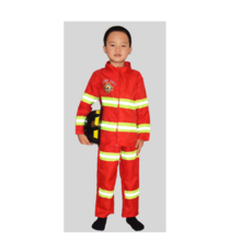 兒童消防員角色扮演服裝套裝，萬聖節派對服裝，消防員制服，角色扮演服裝, 紅L(贈紅帽子, 1套
