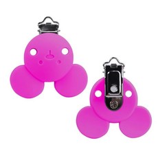 실리콘 클립 젖꼭지 체인 젖니가 선물 식품, 1개, 6. M-violet red