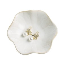 보석 접시 반지 세라믹 장신구 열쇠 그릇 장식 친구 자매 딸 어머니용 (우유색)