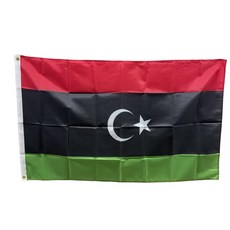 리비아 국기 Libya flag 90x150cm 폴리에스터 90g 구멍 고리 이중 스티치 마감, 1개, BLACK+RED+GREEN