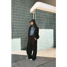 ZARA 자라 엘라스틱 웨이스트 와이드 팬츠 - 다크 브라운 120540