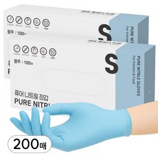 어니우니 니트릴장갑 식품용 함량 99% 질기고 더 튼튼한 위생 장갑, 200개, 블루, S