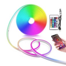 정원등5V USB RGB 네온 LED 스트립 빛 1M 방수 App 및 홈 장식 조명에 대 한 44key 원격 제어, 02 발광 Color2, 01 Waterproof, 02 1m