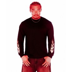 매장정품 무신사 스탠다드 MUSINSA STANDARD [추성훈 PICK][힛탠다드] 플레임 피스트 립 커프스 긴소매 티셔츠 [블랙] MMETLCE01-BK 956100