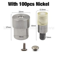 더블 캡 리벳 설치 패스너 스냅 다이 핸드 프레스 용 프레스 몰드 다이 가죽 공예 신발 가방 벨트 5-15mm, [00] With Nickel Rivet, 07 15x10mm