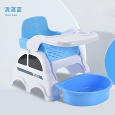 兒童餐桌椅寶寶嬰幼兒洗頭神器躺椅喫飯椅小孩洗腳家用多功能凳子－, 清澈藍+頭枕+餐盤+洗頭(腳）盆, 1個