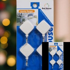 접착식 화이트 마름모행거 4개입 벽부형 벽걸이고리 다용도걸이 옷방행거