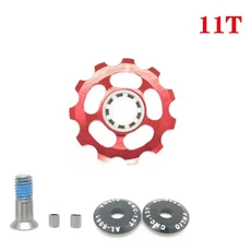 Vnlio11T 후방 감속기 롤러 세라믹 베어링 도르래 가이드 휠 7/8/9 속도 산악 자전거 호환, 02 11T Red, 1개
